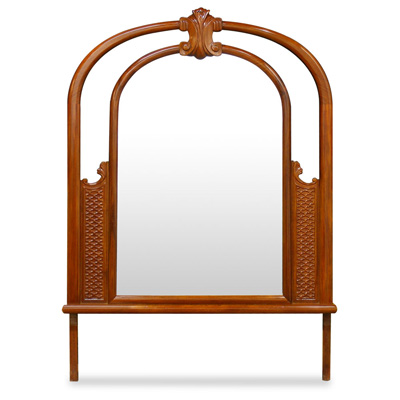 Natural Finish Rosewood French Design Oriental Mirror
