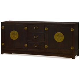 Dark Espresso Elmwood Chinese Ming Sideboard with Assorted Compartments