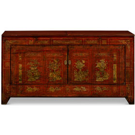 Elmwood Dark Red Dong-Bei Oriental Cabinet