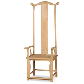 Distressed Natural Finish Elmwood Ming Tall Arm Chair