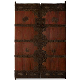 Vintage Chinese Temple Elmwood Doors with Iron Hardware