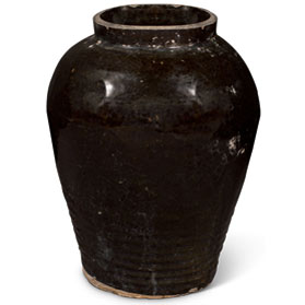 Vintage Village Black Oriental Ceramic Jar