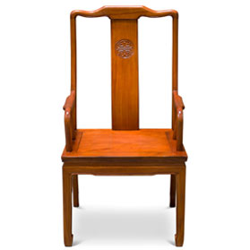 Natural Finish Rosewood Chinese Longevity Arm Chair