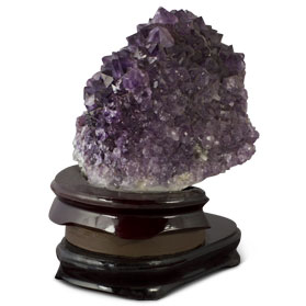 Amethyst Geode Cluster with Wooden Stand