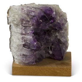 Amethyst Geode Cluster with Wooden Stand