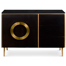 Black and Gold Zen Modern Asian Yuan Sideboard Cabinet