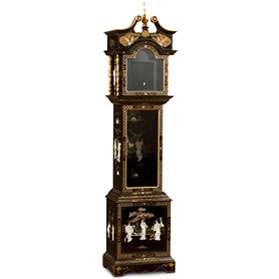 Black Lacquer Mother of Pearl Oriental Grandfather Clock Case