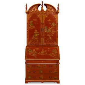 Chinoiserie Scenery French Motif Oriental Secretaire Desk - with FREE Inside Delivery