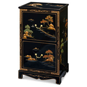 Chinoiserie Scenery 2 Drawer Oriental File Cabinet