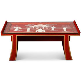 Red Lacquer Mother of Pearl Shinto Coffee Table