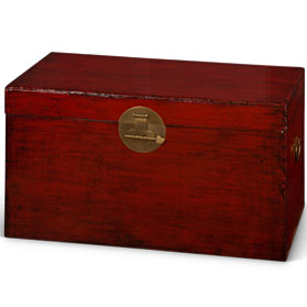 Antique Red Chinese Dowry Trunk