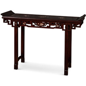 Dark Cherry Chinese Mother of Pearl Inlay Rosewood Altar Table