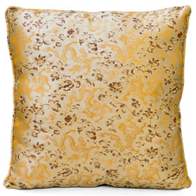 Gold Silk Chinese Dragon Pillow (#52)