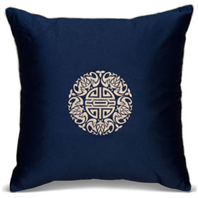 Midnight Blue Chinese Longevity Pillow