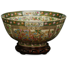 12 Inch Chinese Rose Medallion Porcelain Bowl